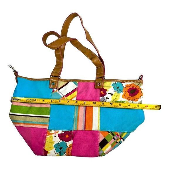 Rosetti Patchwork Tote Bag Floral & Geometric Prints Zipper Purse Shoulder - Picture 5 of 8